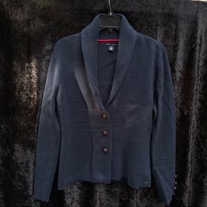 Navy Blue Tommy Hilfiger Cardigan w/ Brown Buttons